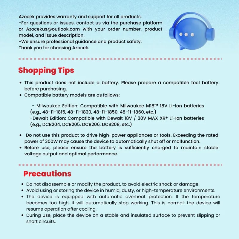 Adjustable 2–30V DC Voltage Regulator Compatible with Milwaukee 18V Battery – 300W XT60 Output, 100W USB-C PD3.0, 18W USB-A Fast Charging, 15W Wireless Charging, LCD Display