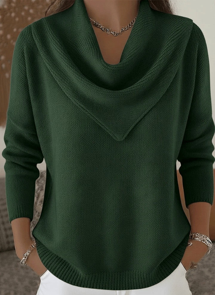 🔥 Elegant Retro Soft Triangle Neck Solid Color Sweater Top