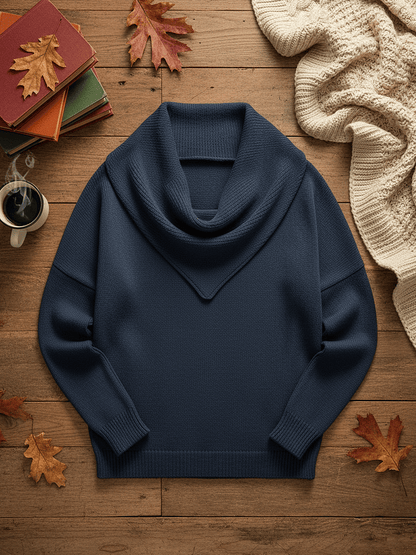 🔥 Elegant Retro Soft Triangle Neck Solid Color Sweater Top