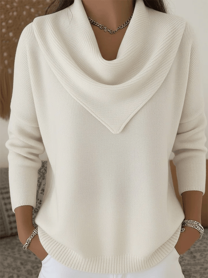 🔥 Elegant Retro Soft Triangle Neck Solid Color Sweater Top