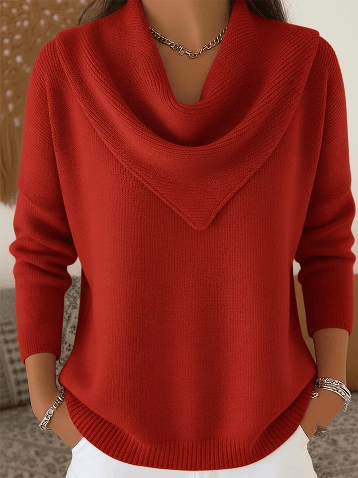 🔥 Elegant Retro Soft Triangle Neck Solid Color Sweater Top