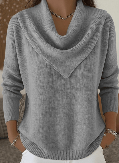 🔥 Elegant Retro Soft Triangle Neck Solid Color Sweater Top